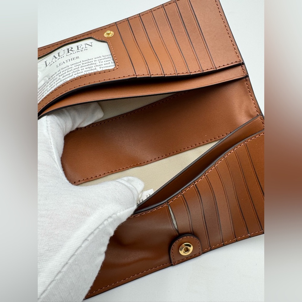 Lauren Ralph Lauren Brown Saffiano Leather Continental Wallet - Picture 7 of 8